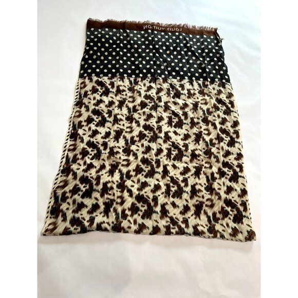 Louis Vuitton Stephen Sprouse Animal Print Striped Scarf in Cream Black Brown - Picture 8 of 8